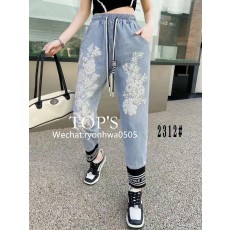 꽃자수 밴딩바지