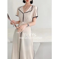 스티치 실크원피스